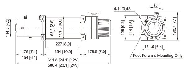 Размеры электрической лебедки ComeUp DV-12 light